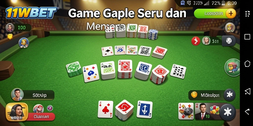 Tampilan gameplay Gaple 11WBET yang seru dan interaktif.
