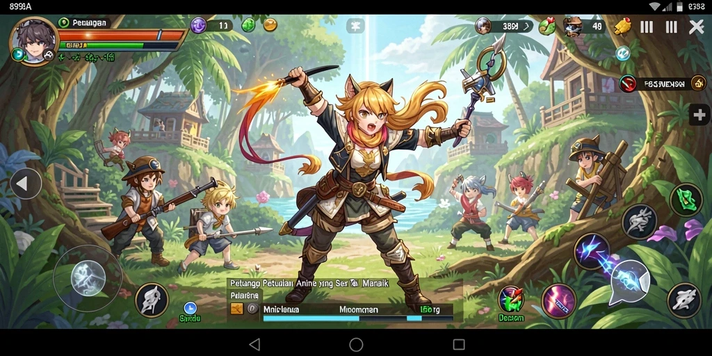 Screenshot gameplay 898A menampilkan karakter anime ikonik dalam aksi.