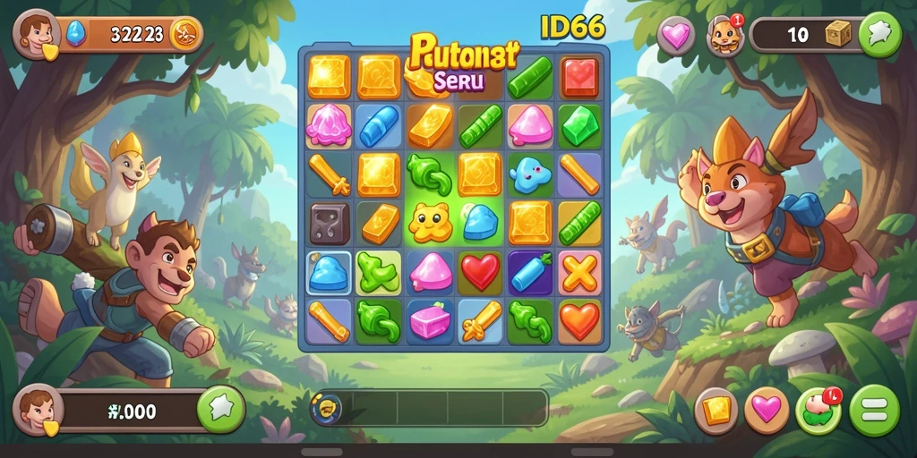 Screenshot gameplay ID66 yang menampilkan aksi match-3 yang seru.