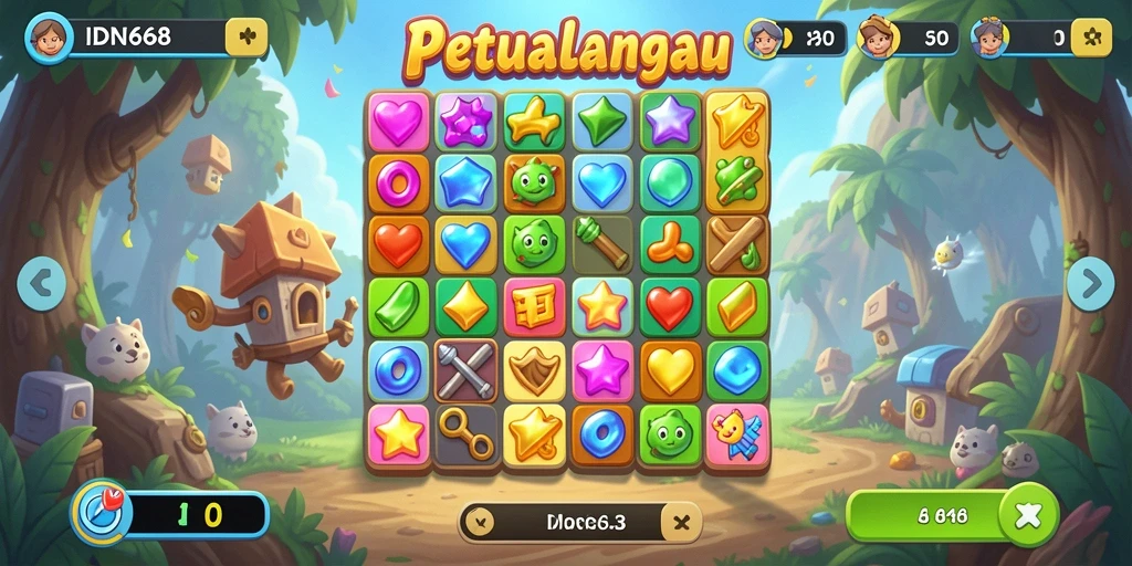 Gameplay seru mencocokkan item dalam IDN668 yang menantang.