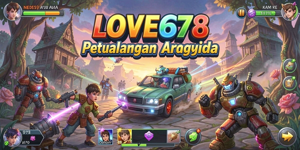Screenshot utama LOVE678 menunjukkan aksi gameplay yang mengasyikkan dan penuh warna.