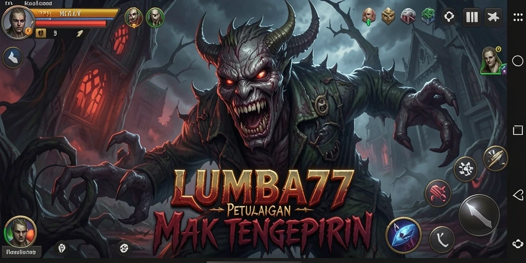 Tangkapan layar gameplay LUMBA77 menampilkan momen menegangkan dalam suasana horor.