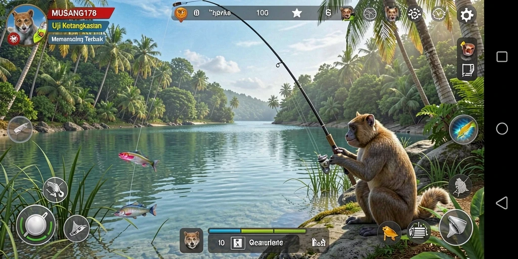 Tampilan gameplay <strong>MUSANG178</strong> yang mendebarkan saat menangkap ikan.