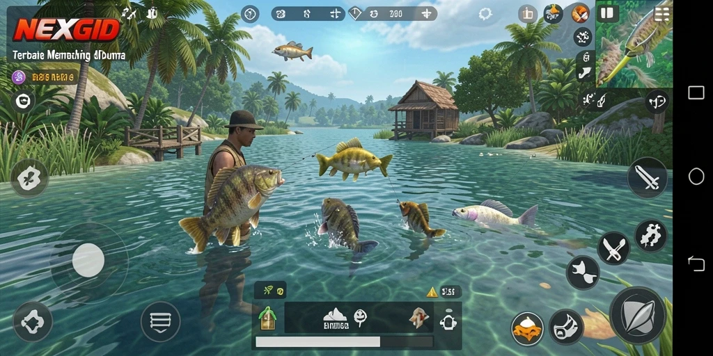 Tampilan gameplay menarik dengan grafis menawan saat memancing.