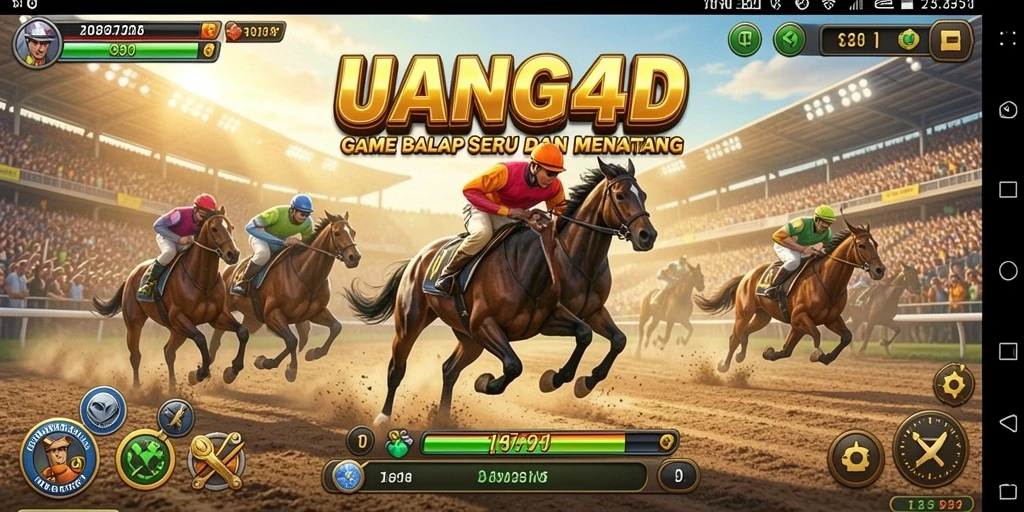 Tampilan gameplay menegangkan di trek balap UANG4D yang menantang.